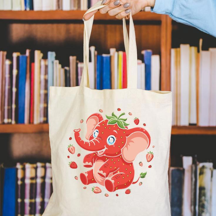 Strawberry Elephant Italian Brainrot Meme Back To School Comfort Colors Crop Top Canvas Tote Bag Strawberry Elephant Italian Brainrot Meme Back To School Comfort Colors Crop Top Canvas Tote Bag