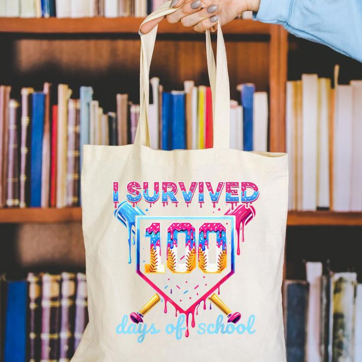 I Survived 100 Days Of School Baseball Boys Students Canvas Tote Bag I Survived 100 Days Of School Baseball Boys Students Canvas Tote Bag