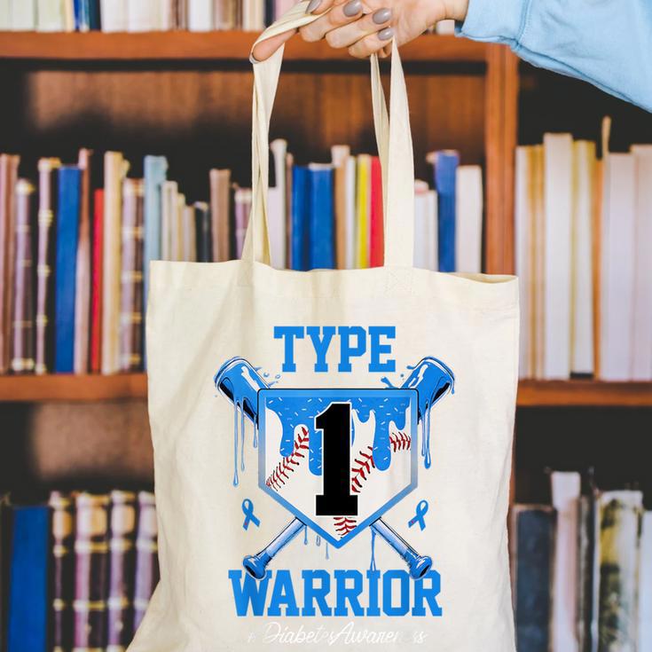 T1D Warrior Baseball Drip Diabetes Awareness Blue Ribbon Canvas Tote Bag T1D Warrior Baseball Drip Diabetes Awareness Blue Ribbon Canvas Tote Bag