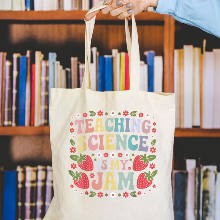 Teaching Science Is My Jam Retro Back To School Strawberry Canvas Tote Bag Teaching Science Is My Jam Retro Back To School Strawberry Canvas Tote Bag
