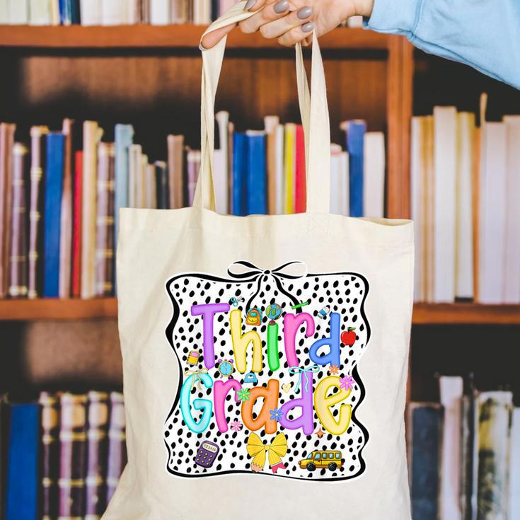 Third Grade Dalmatian Dots 3rd Grade Back To School Girls Canvas Tote Bag