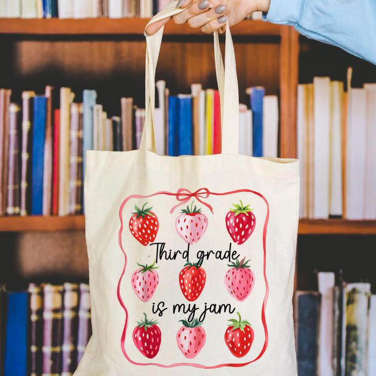 Third Grade Is My Jam Strawberry 3rd Grade Back To School Canvas Tote Bag