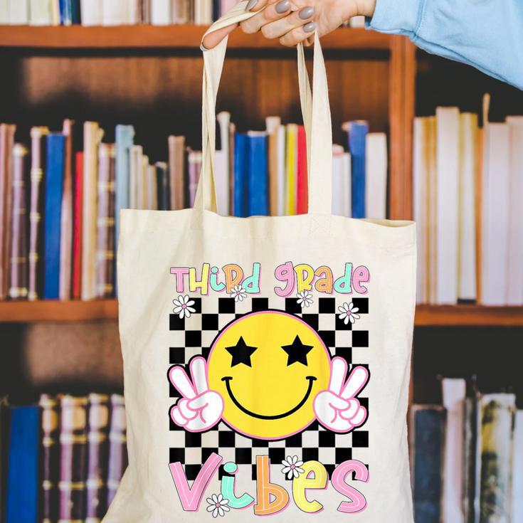 Third Grade Vibes Groovy Smile Face Back To School Girl Kid Canvas Tote Bag Third Grade Vibes Groovy Smile Face Back To School Girl Kid Canvas Tote Bag