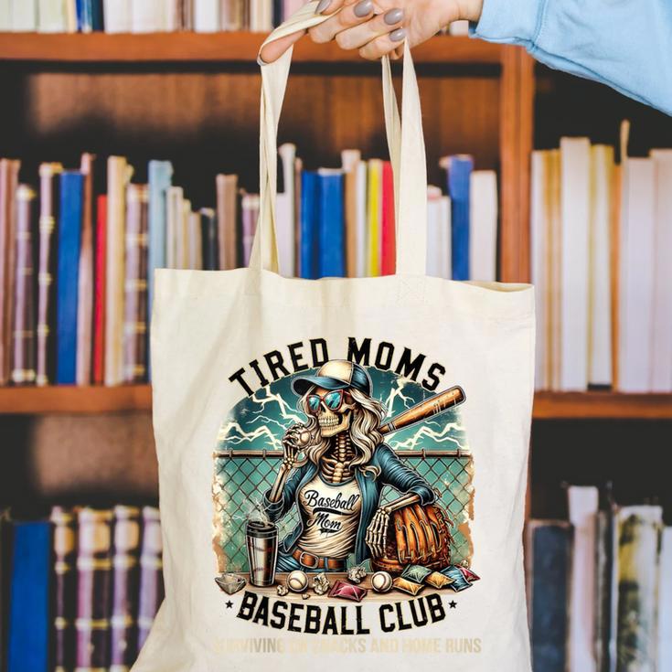 Tired Mom's Baseball Club Surviving On Snacks And Home Runs Canvas Tote Bag Tired Mom's Baseball Club Surviving On Snacks And Home Runs Canvas Tote Bag