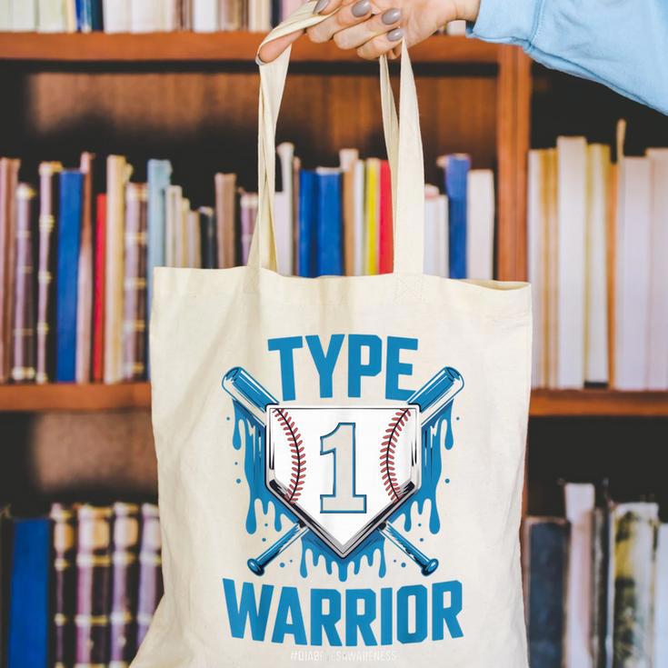 Type 1 Warrior Diabetes Awareness Baseball Enthusiasts Canvas Tote Bag Type 1 Warrior Diabetes Awareness Baseball Enthusiasts Canvas Tote Bag