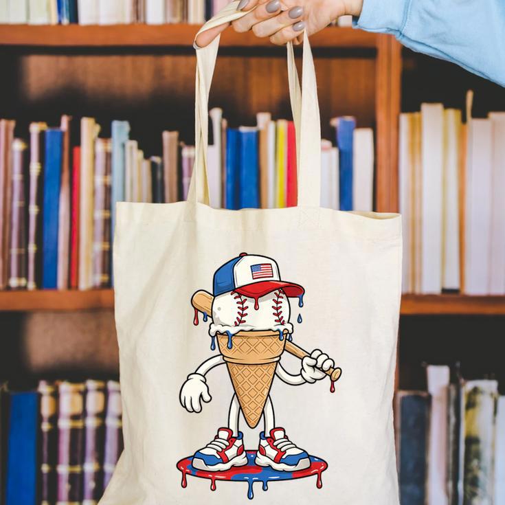 USA Patriotic Baseball Ice Cream Cone Freedom Canvas Tote Bag USA Patriotic Baseball Ice Cream Cone Freedom Canvas Tote Bag