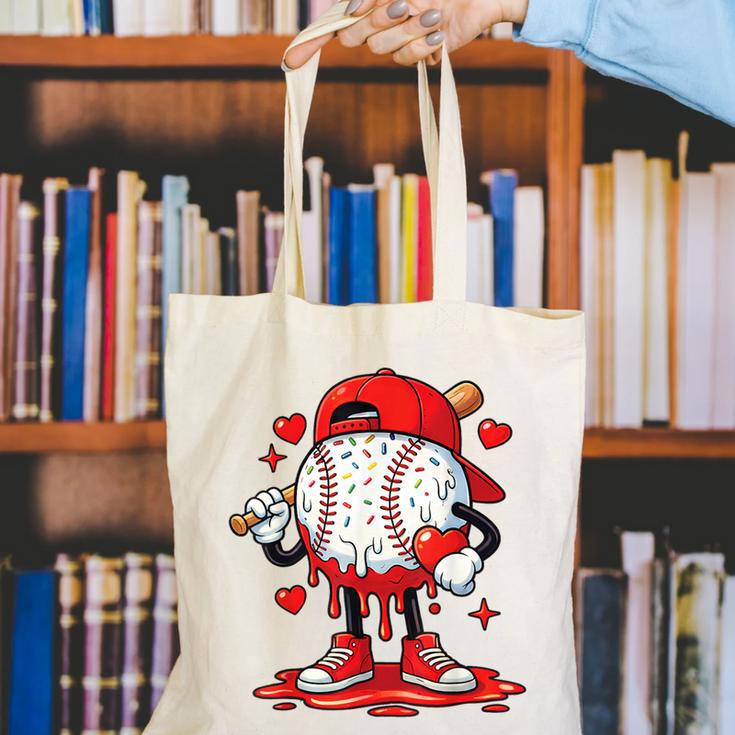 Valentine Baseball Drip Ice Cream Youth Boys Couples Canvas Tote Bag