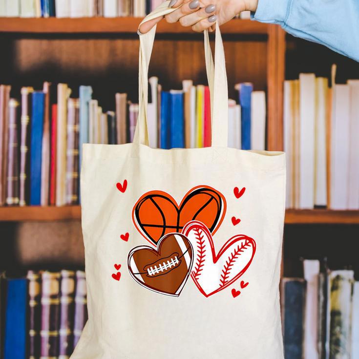Valentines Baseball Basketball Football Heart Boy Men Canvas Tote Bag Valentines Baseball Basketball Football Heart Boy Men Canvas Tote Bag