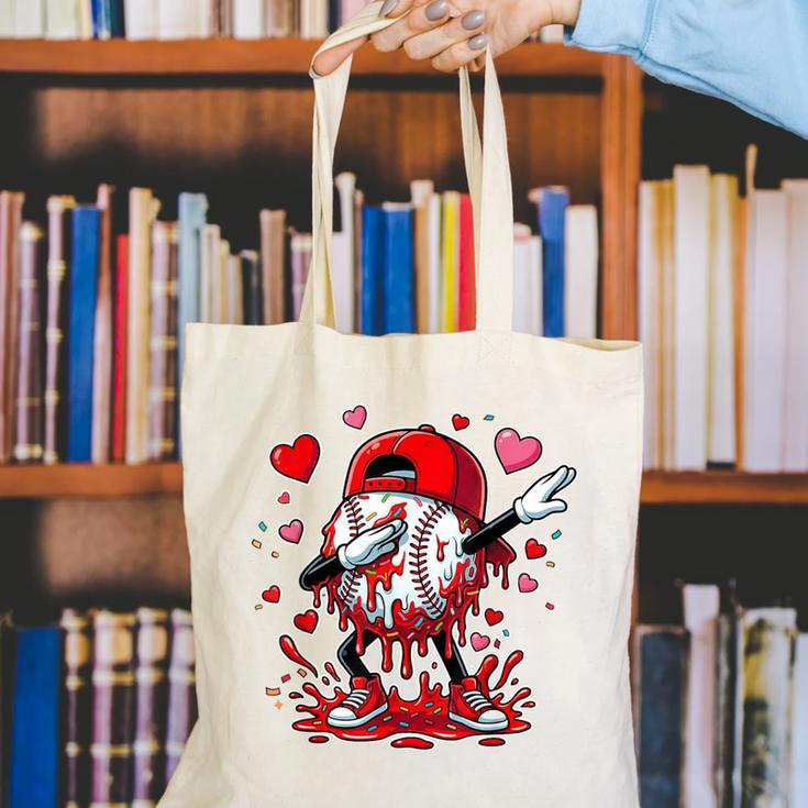 Valentines Baseball Toddler Boys Kids Dabbing Baseball Drip Canvas Tote Bag