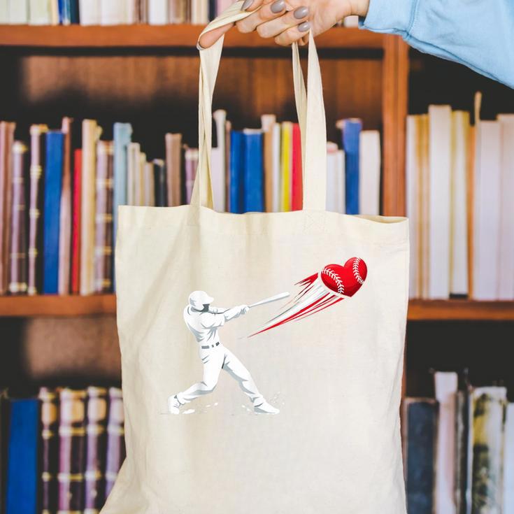 Valentines Day Baseball Batter Silhouette Heart Canvas Tote Bag Valentines Day Baseball Batter Silhouette Heart Canvas Tote Bag