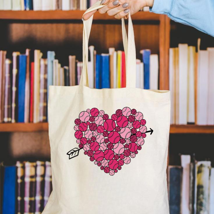 Valentine's Day Baseball Heart Softball Player Sports Lover Canvas Tote Bag Valentine's Day Baseball Heart Softball Player Sports Lover Canvas Tote Bag