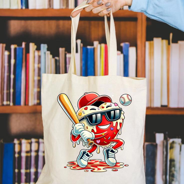 Valentines Day Heart Baseball Drip Ice Cream Boys Kids Men Canvas Tote Bag Valentines Day Heart Baseball Drip Ice Cream Boys Kids Men Canvas Tote Bag