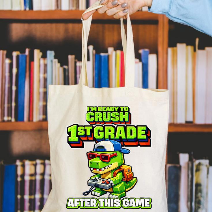 Video GameRex Dinosaur 1st Grade Back To School Boy Canvas Tote Bag Video GameRex Dinosaur 1st Grade Back To School Boy Canvas Tote Bag