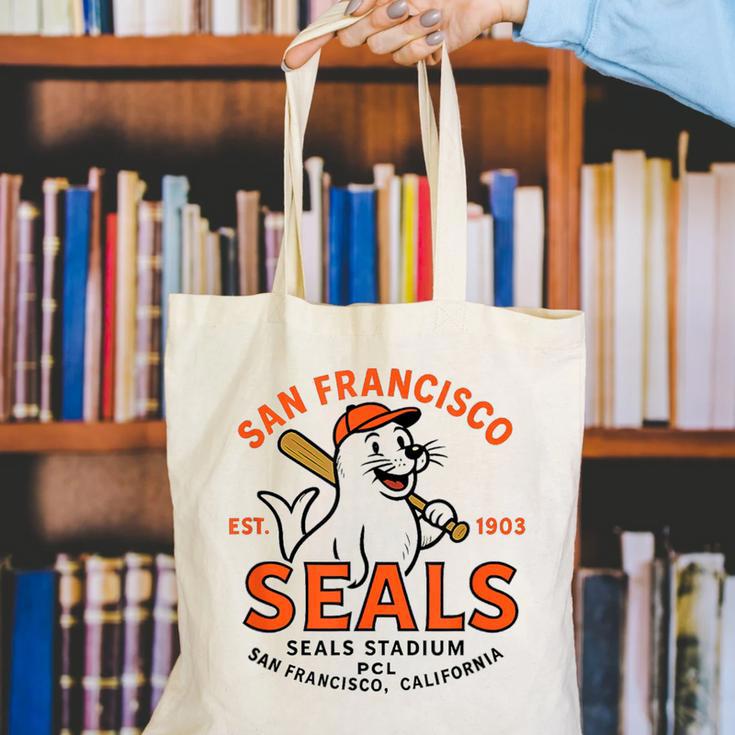 Vintage San Francisco Seals California Baseball Logo Canvas Tote Bag Vintage San Francisco Seals California Baseball Logo Canvas Tote Bag