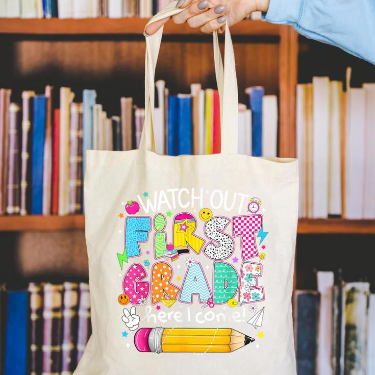 Watch Out First Grade Here I Come Back To School Boy Kids Canvas Tote Bag Watch Out First Grade Here I Come Back To School Boy Kids Canvas Tote Bag
