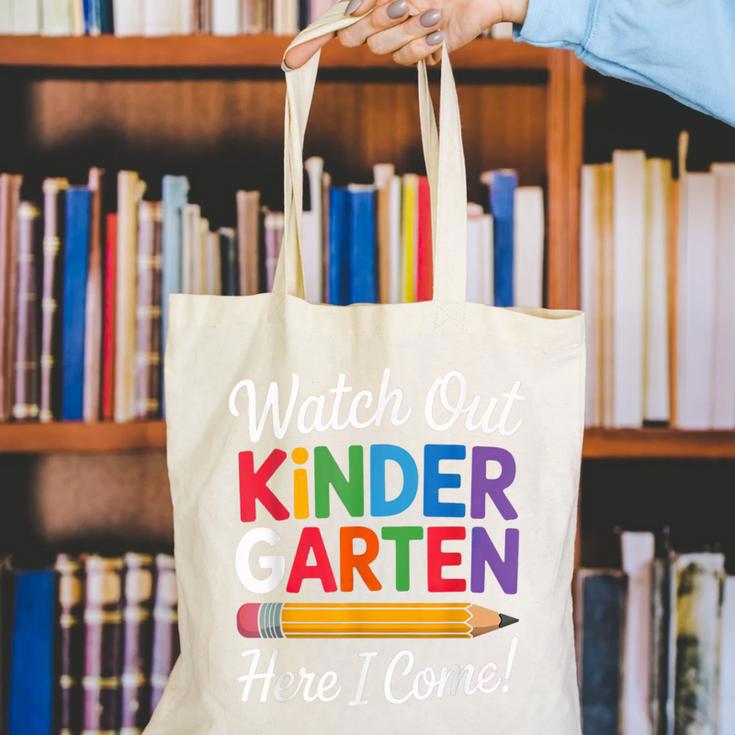 Watch Out Kindergarten Here I Come Back To School Kids Canvas Tote Bag Watch Out Kindergarten Here I Come Back To School Kids Canvas Tote Bag