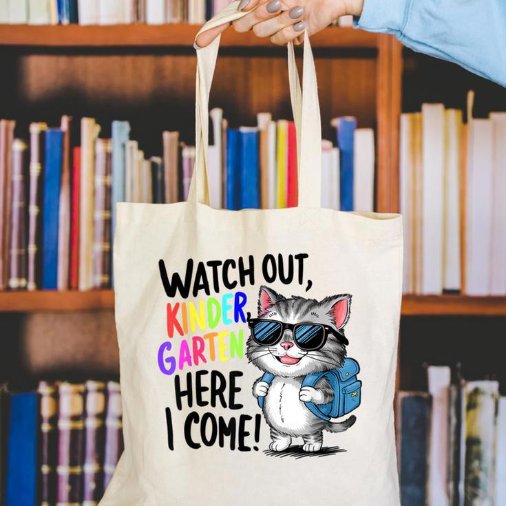 Watch Out Kindergarten Here I Come Cute Cat Back To School Canvas Tote Bag Watch Out Kindergarten Here I Come Cute Cat Back To School Canvas Tote Bag