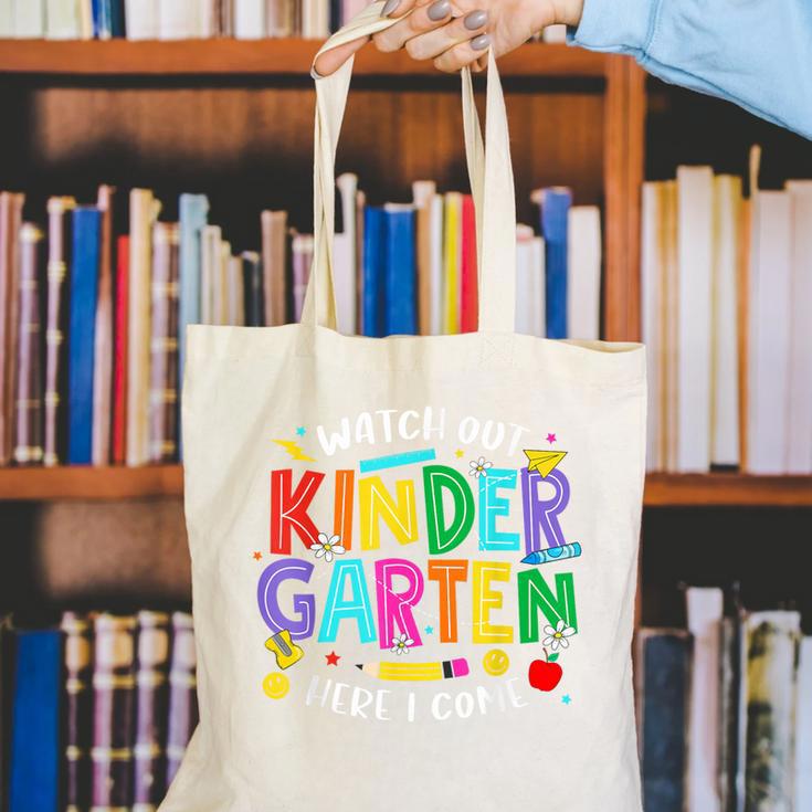 Watch Out Kindergarten Here I Come Kinder Back To School Kid Canvas Tote Bag Watch Out Kindergarten Here I Come Kinder Back To School Kid Canvas Tote Bag