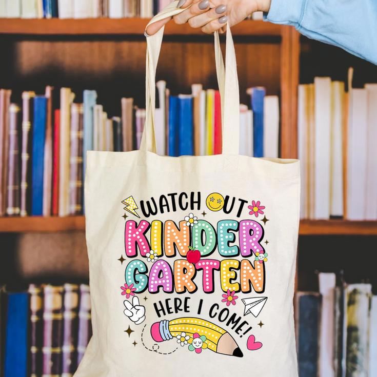 Watch Out KinderGarten Here I Come Shirt Kids Back To School Canvas Tote Bag