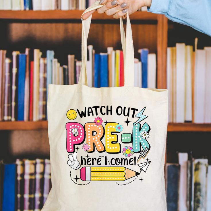 Watch Out Pre-K Here I Come Back To School Pre-K Canvas Tote Bag Watch Out Pre-K Here I Come Back To School Pre-K Canvas Tote Bag