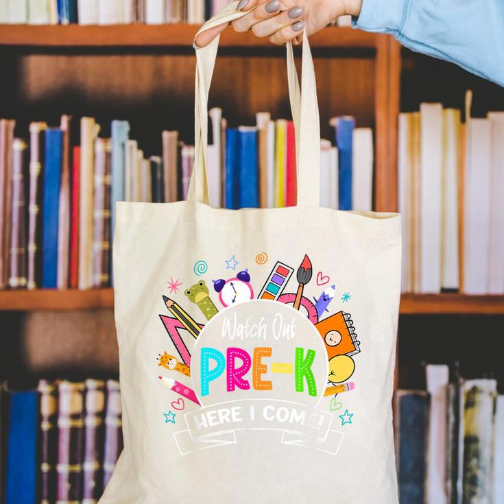Watch Out Pre-Kindergarten Here I Come Back To School Pre-K Canvas Tote Bag Watch Out Pre-Kindergarten Here I Come Back To School Pre-K Canvas Tote Bag
