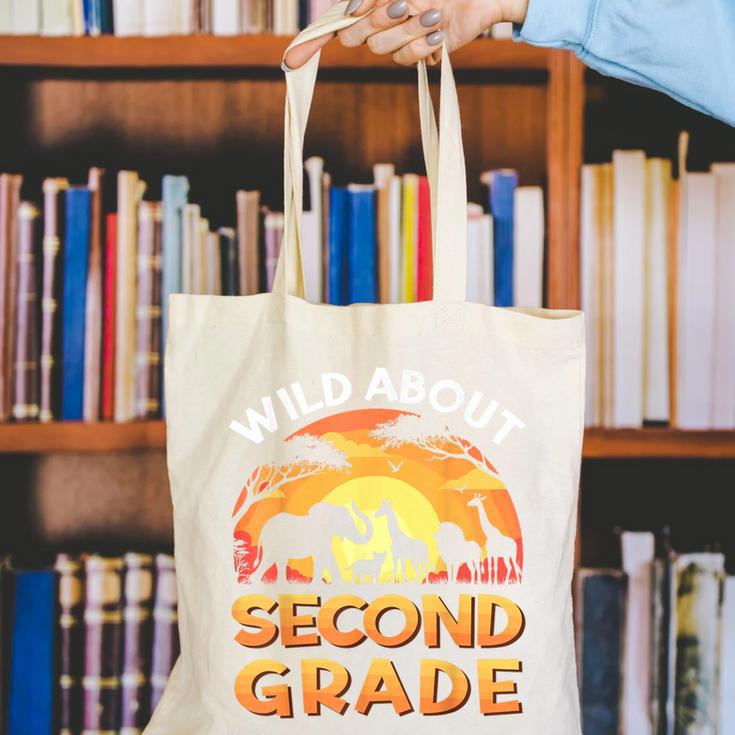 Wild About Second Grade Zoo Animals Back To School Safari Canvas Tote Bag Wild About Second Grade Zoo Animals Back To School Safari Canvas Tote Bag