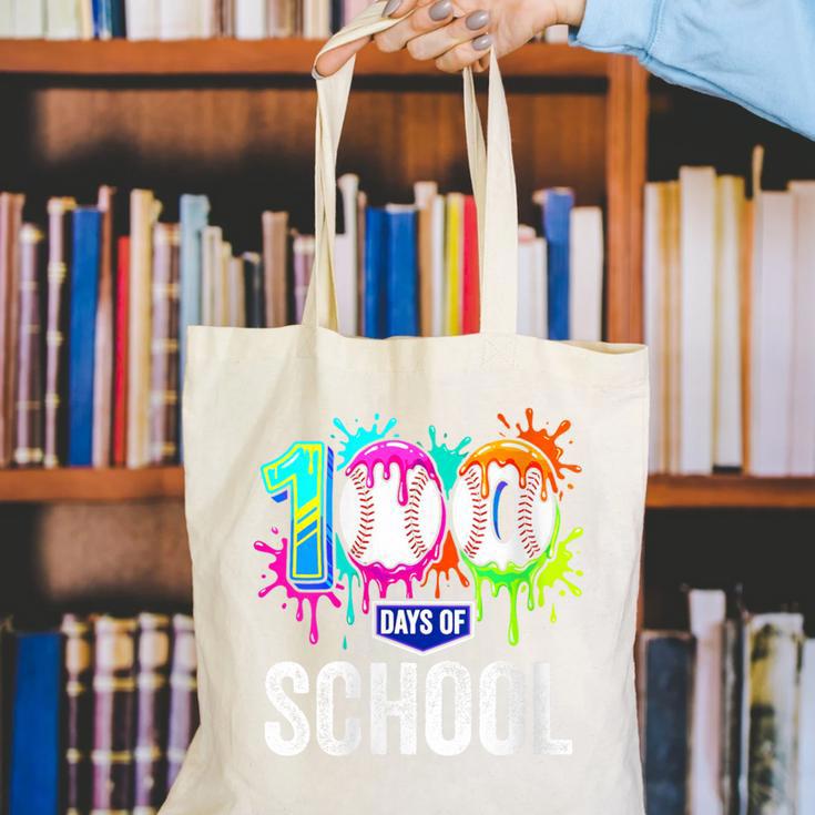 Women's 100 Days Of School Dripping Baseball Boys Kids Teacher Canvas Tote Bag Women's 100 Days Of School Dripping Baseball Boys Kids Teacher Canvas Tote Bag