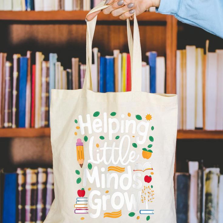Women's Helping Little Minds Grow Back To School Apparel Canvas Tote Bag Women's Helping Little Minds Grow Back To School Apparel Canvas Tote Bag