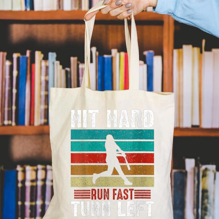 Women's Retro Hit Hard Run Fast Turn Left Baseball Lover Canvas Tote Bag Women's Retro Hit Hard Run Fast Turn Left Baseball Lover Canvas Tote Bag