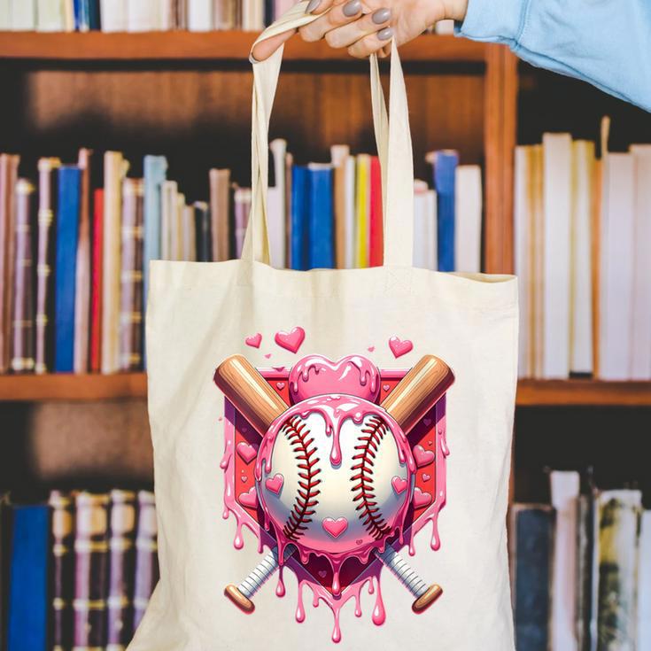 Women's Valentines Day Baseball Boys Ice Cream Drip Heart Youth Kids Canvas Tote Bag