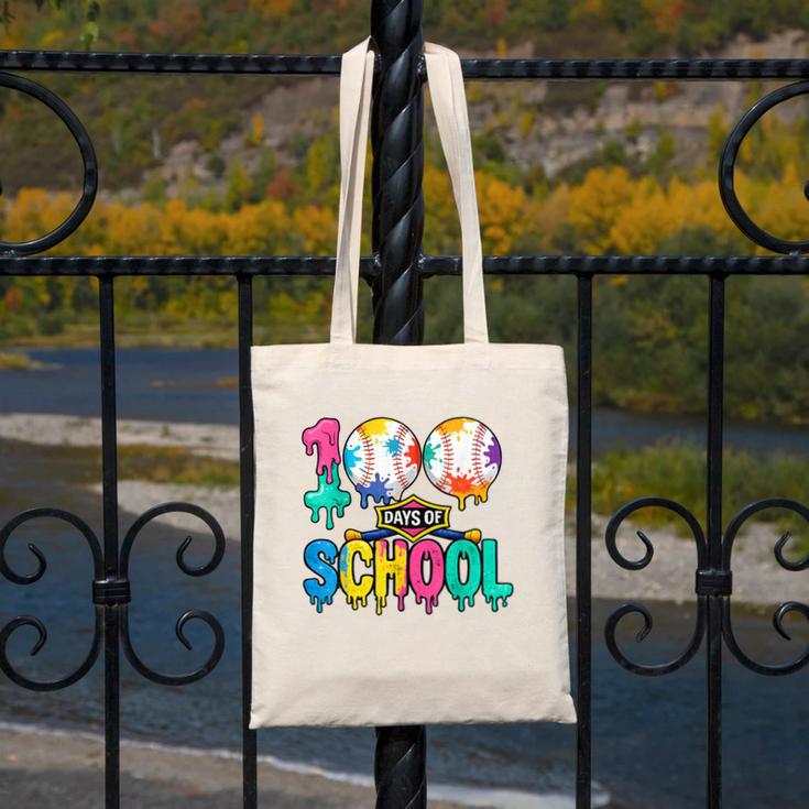 100 Days Of School Baseball Boys Kids Colorful 100th Day Canvas Tote Bag