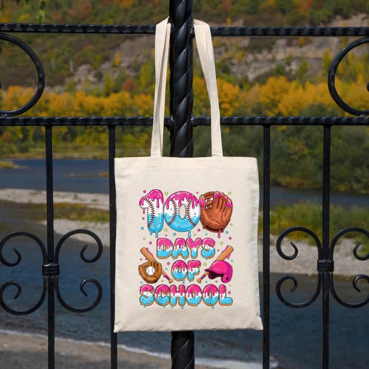 100 Days Of School Baseball Donut Dripping Teacher Boys Kids Canvas Tote Bag
