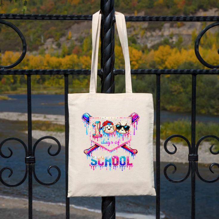 100 Days Of School Baseball Drip Boys For Men Kids Canvas Tote Bag