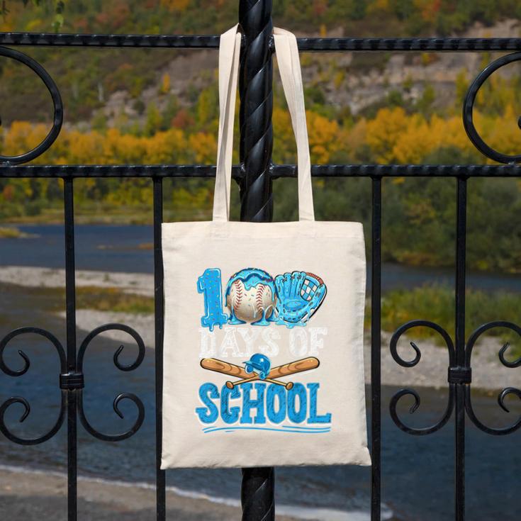 100 Days Of School Baseball Ice Cream Drip Student Kids Boys Canvas Tote Bag