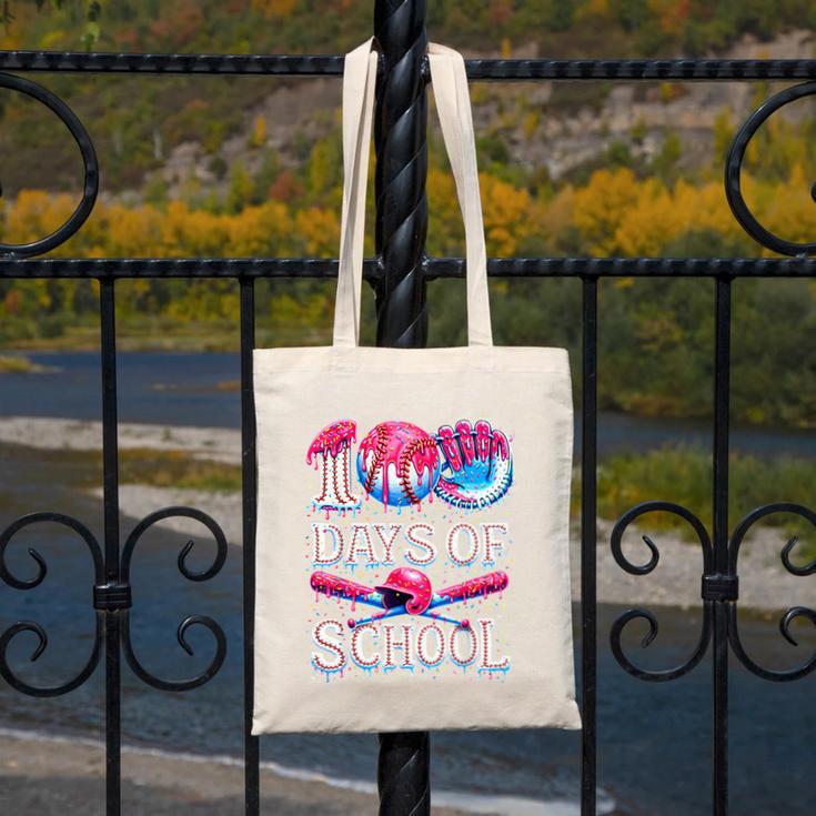 100 Days Of School Baseball Lover Donut Drip Boy Girl Canvas Tote Bag