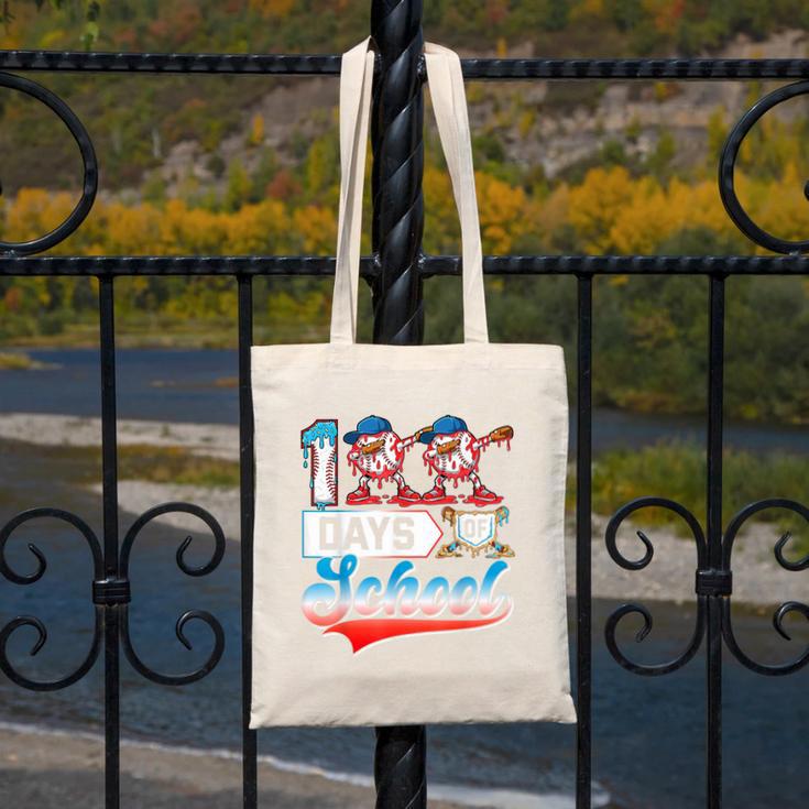 100 Days Of School Boys Baseball Drip 100th Day Dabbing Ball Canvas Tote Bag