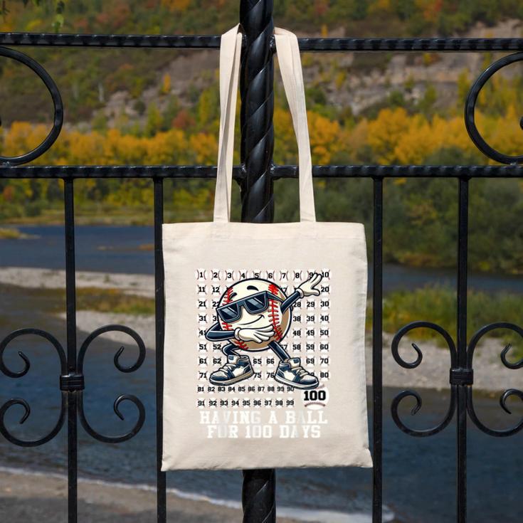 100 Days Of School Boys Dabbing Baseball 100th Day Of School Canvas Tote Bag