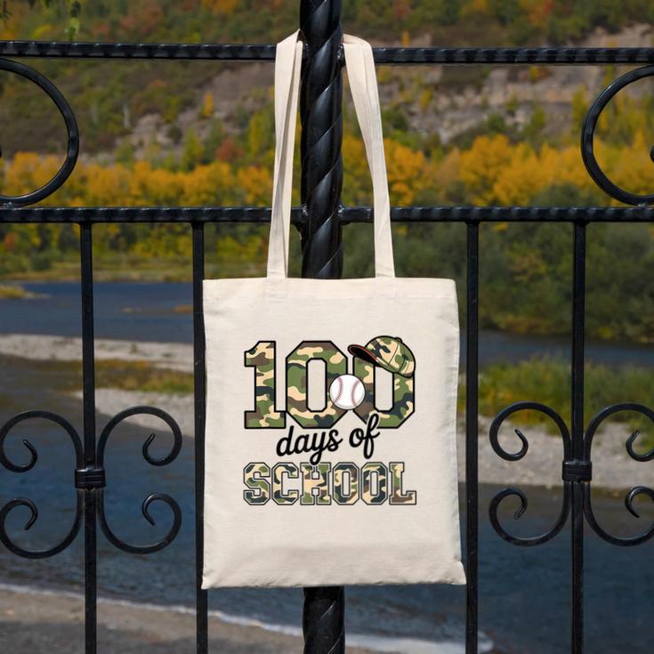 100 Days Of School Camo Baseball Camouflage For Kids Canvas Tote Bag