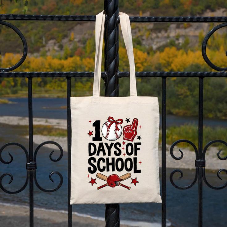 100 Days Of School Coquette Bow Baseball 100th Day Girl Kid Canvas Tote Bag 100 Days Of School Coquette Bow Baseball 100th Day Girl Kid Canvas Tote Bag