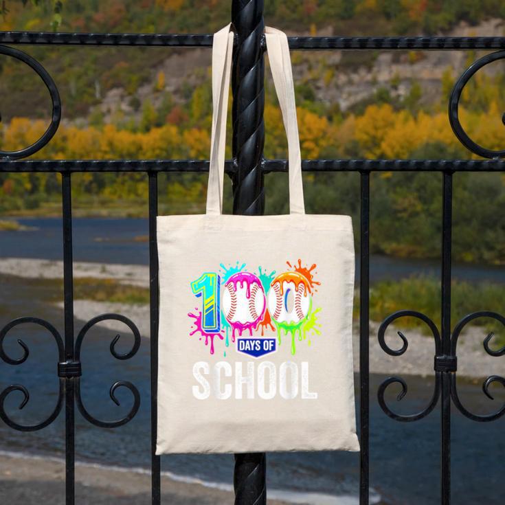 100 Days Of School Dripping Baseball Boys Kids Teacher Canvas Tote Bag