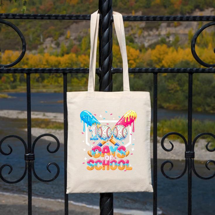 100 Days Of School Ice Cream Baseball Player For Kids Boys Canvas Tote Bag