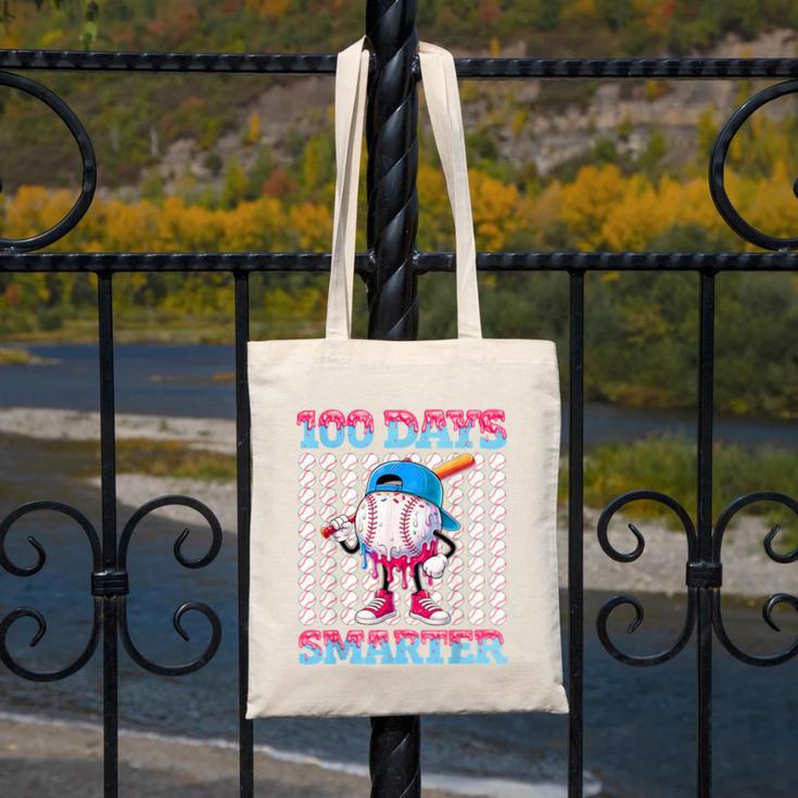 100 Days Smarter Baseball Drip Boys 100 Days Of School Kids Canvas Tote Bag 100 Days Smarter Baseball Drip Boys 100 Days Of School Kids Canvas Tote Bag