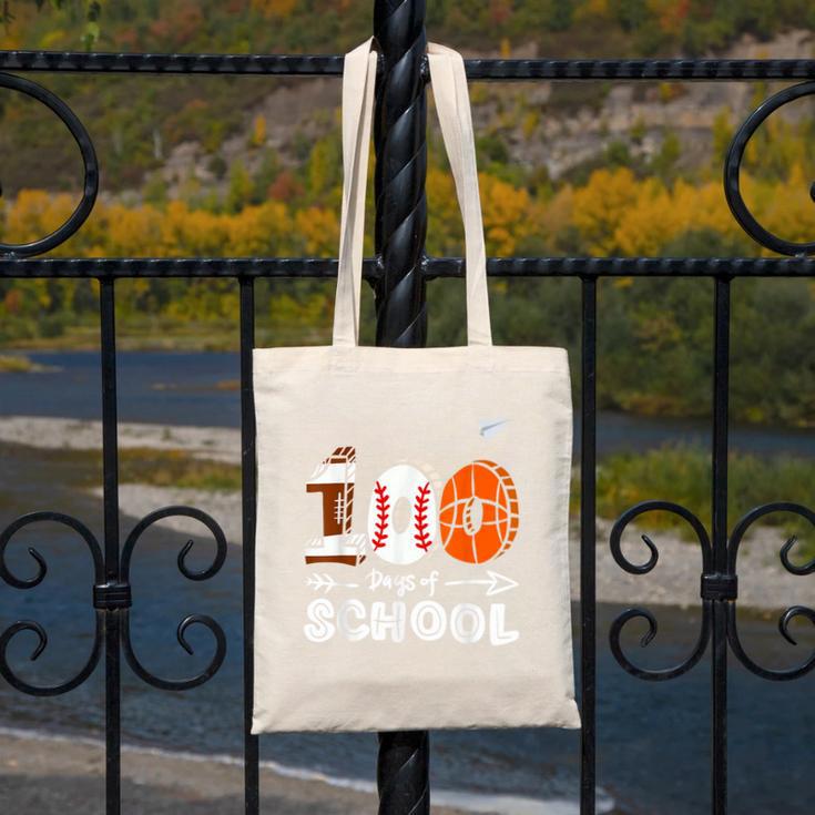 100th Day Of School Basketball Baseball Football Kids Boys Canvas Tote Bag 100th Day Of School Basketball Baseball Football Kids Boys Canvas Tote Bag