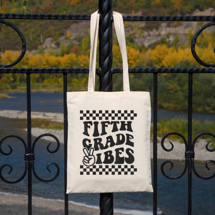 1st Day Of 5th Grade Vibes Retro Girls Back To School Boys Canvas Tote Bag