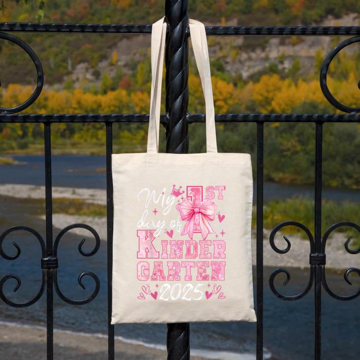 My 1st Day Of Kindergarten 2025 Back To School Girls Canvas Tote Bag My 1st Day Of Kindergarten 2025 Back To School Girls Canvas Tote Bag