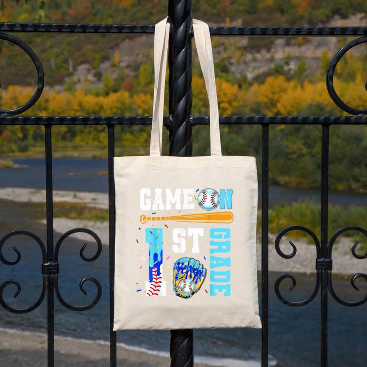 1st Grade Back To School Baseball Drip Ice Cream Game On Canvas Tote Bag