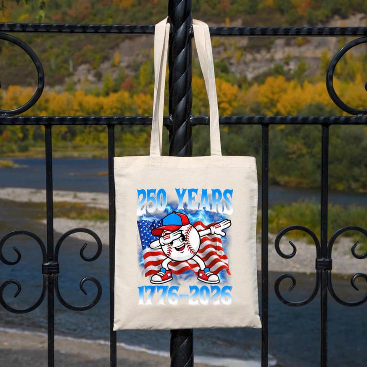 250 Years 1776 2026 250th Baseball American Flag 4th Of July Canvas Tote Bag