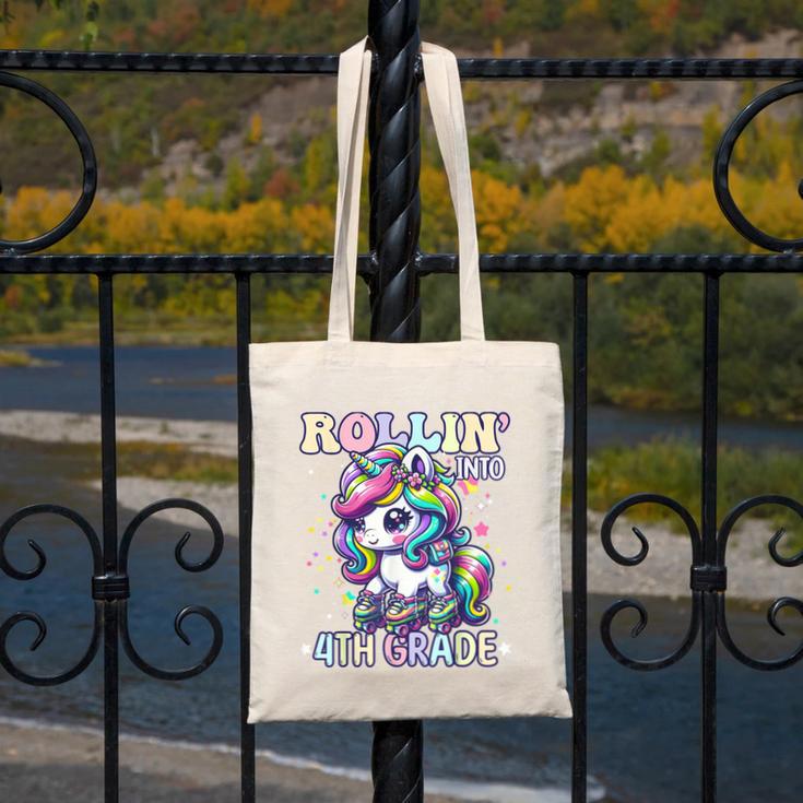 4th Grade Back To School First Day Girls Rollin Unicorn Canvas Tote Bag 4th Grade Back To School First Day Girls Rollin Unicorn Canvas Tote Bag