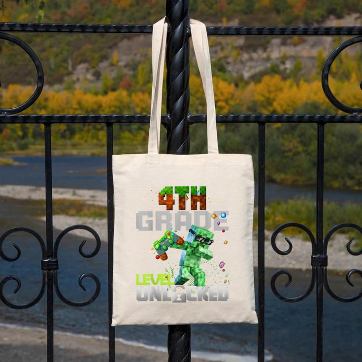 4th Grade Level Unlocked Back To School Pixel Game Canvas Tote Bag