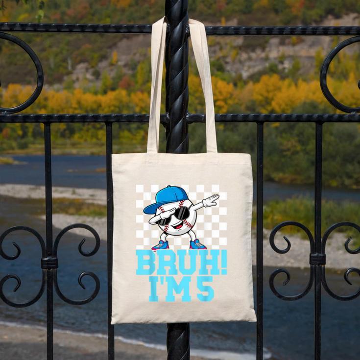 5th Birthday Dabbing Baseball Boys Bruh I'm 5 Year Old Canvas Tote Bag 5th Birthday Dabbing Baseball Boys Bruh I'm 5 Year Old Canvas Tote Bag
